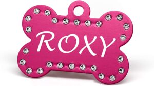 Swarovski Crystal Pet ID Tags Bone Shape by Providence Engraving